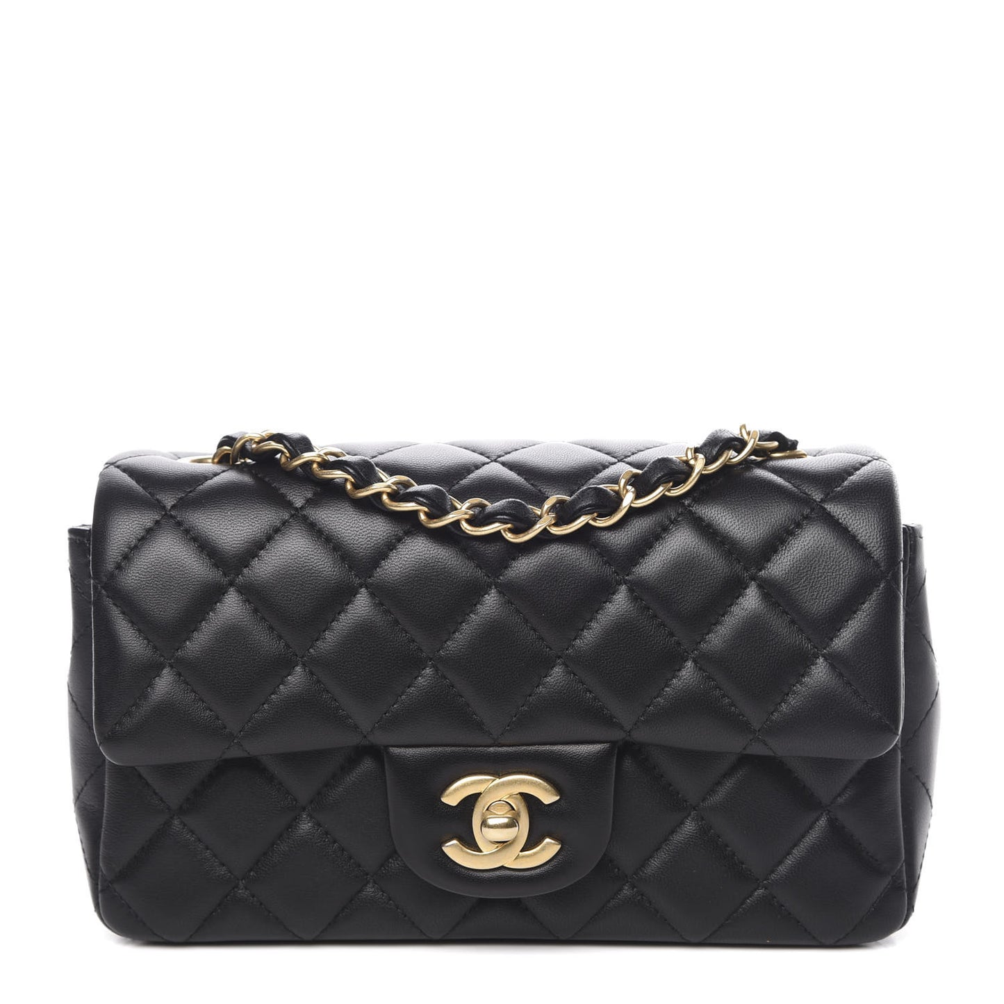 Lambskin Quilted Mini Rectangular Flap Black