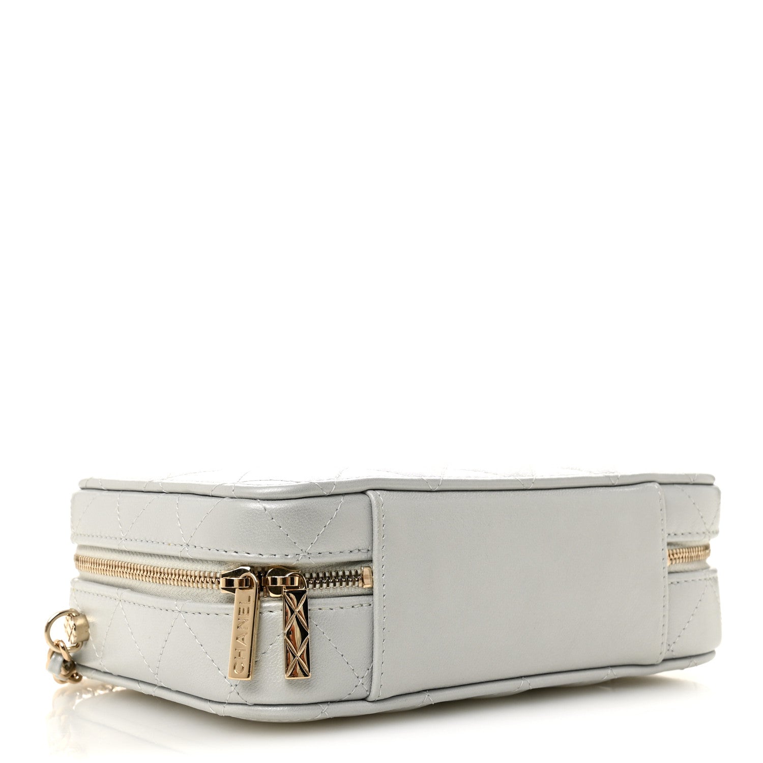 Chanel Metallic Lambskin Quilted Top Handle Vanity Case Silver 5 of 13