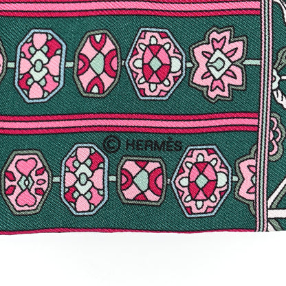 Hermes Silk Tapis Persans Twilly Lagon Vert Rose 3 of 7
