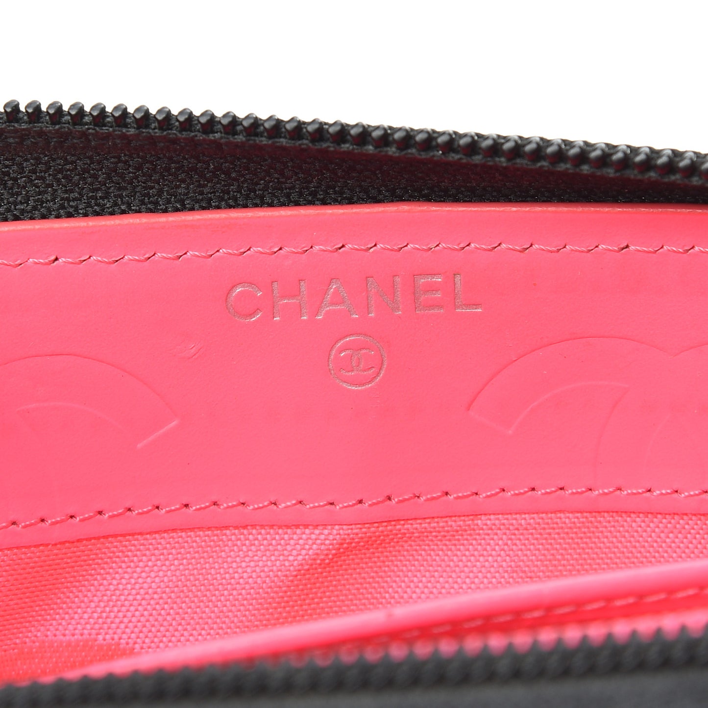Calfskin Quilted Cambon Large Gusset Zip Around Wallet Black