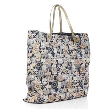 Chanel Nylon Cat Emoticon Tote Navy Gold 2 of 9