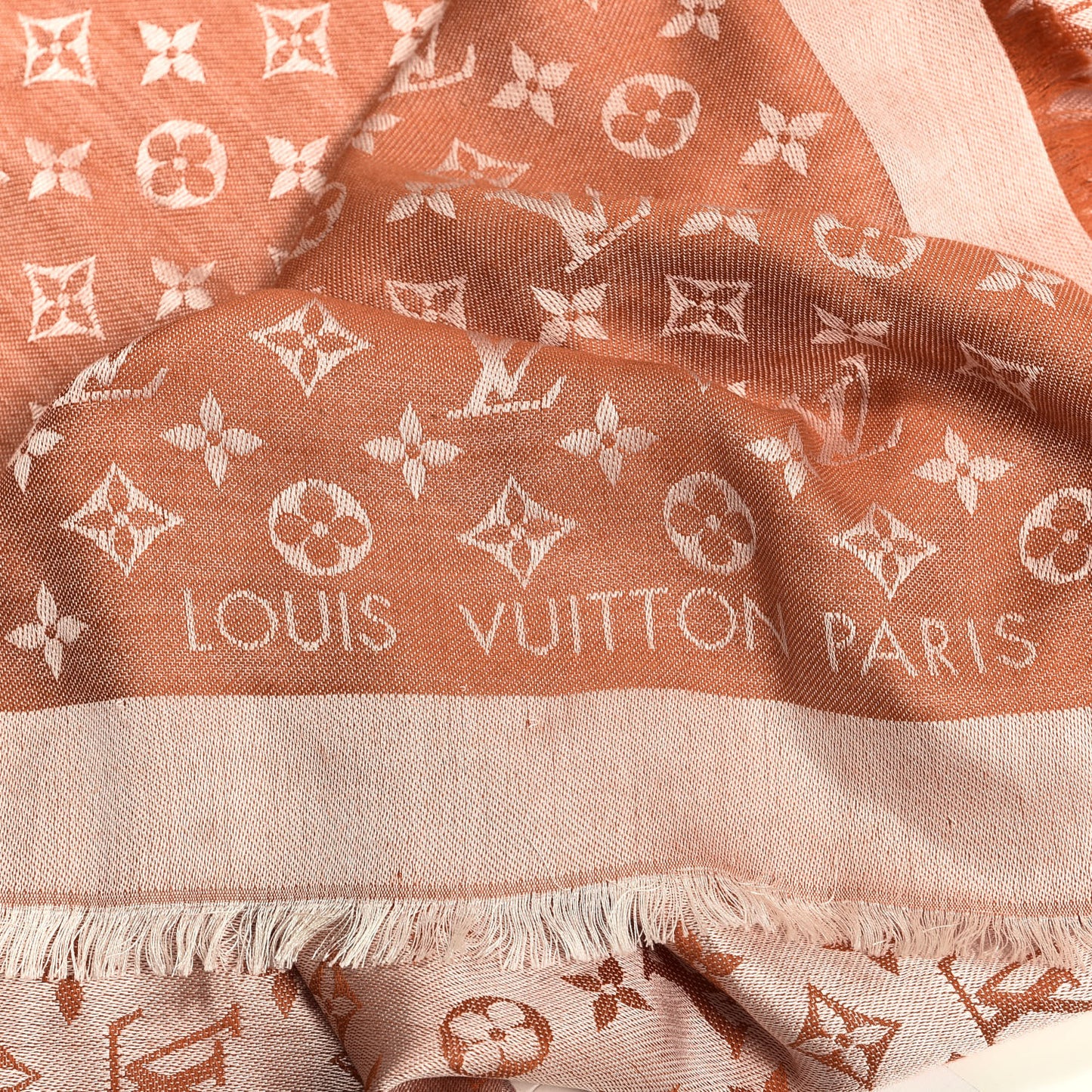 Wool Silk Monogram Denim Shawl Piment