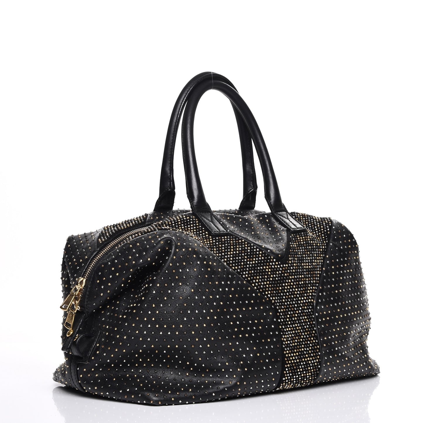 Calfskin Rock Studded Easy Sac Black