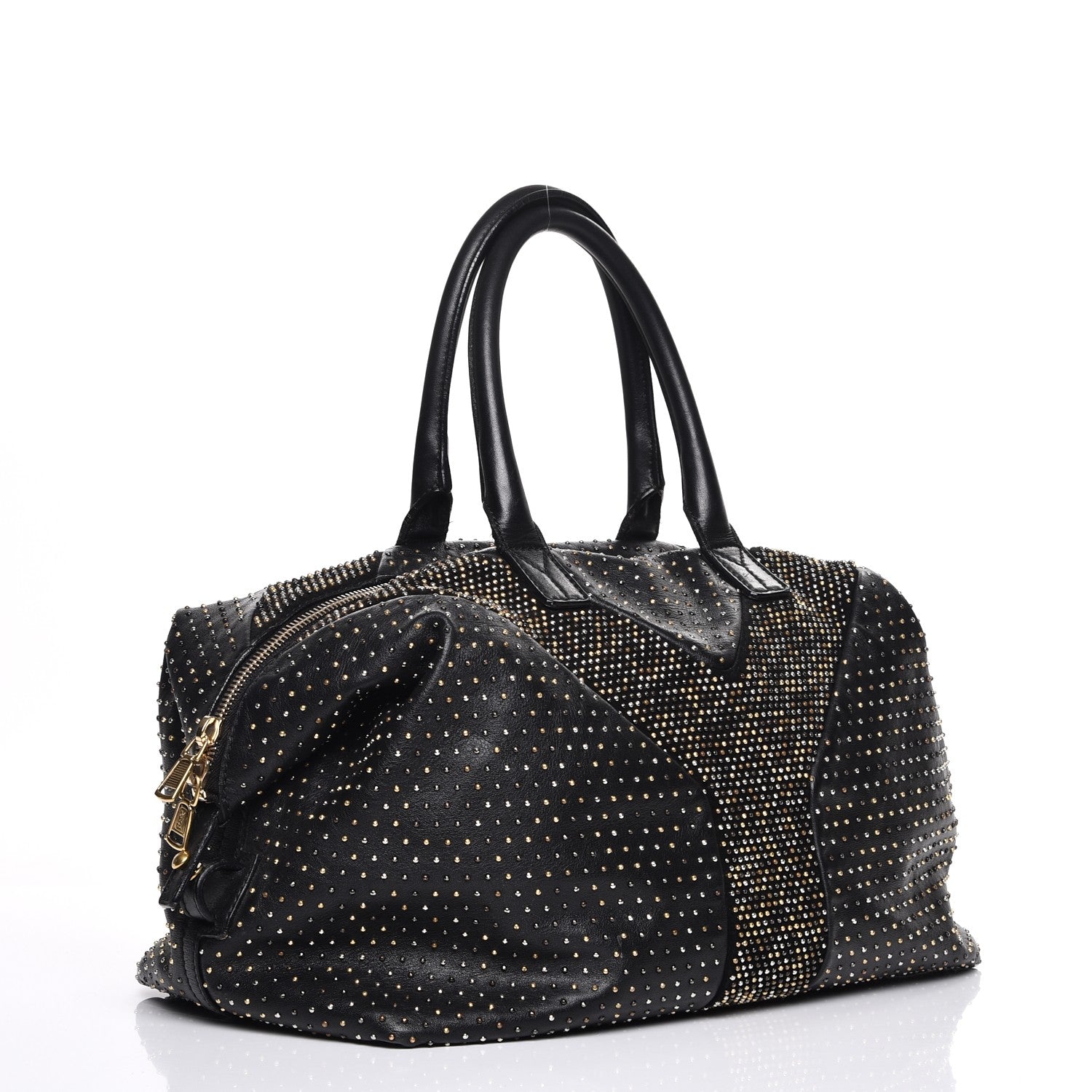 Saint Laurent Calfskin Rock Studded Easy Sac Black 3 of 17