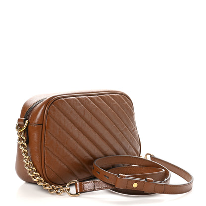 Gucci Glazed Calfskin Matelasse Diagonal Small GG Marmont Chain Shoulder Bag Cuir 3 of 11