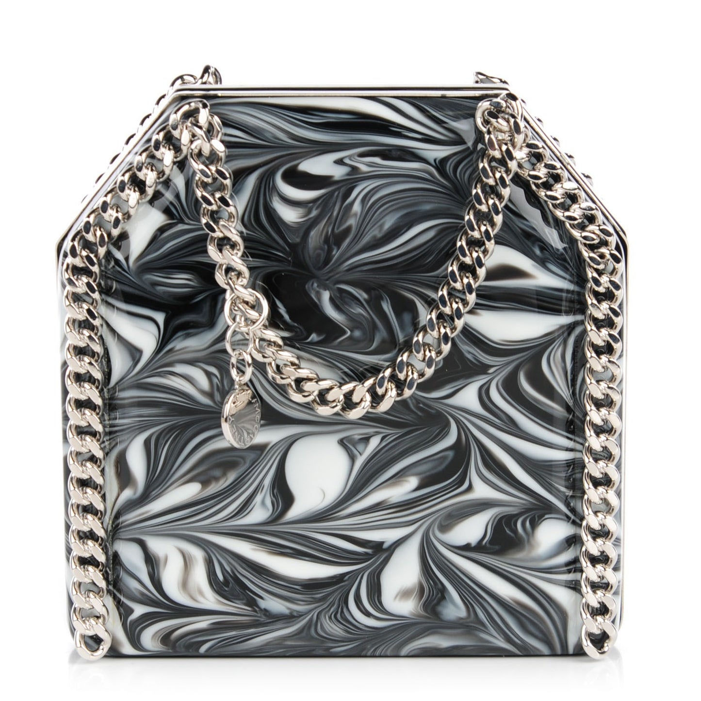 Marbled Enamel Falabella Crossbody Clutch Black