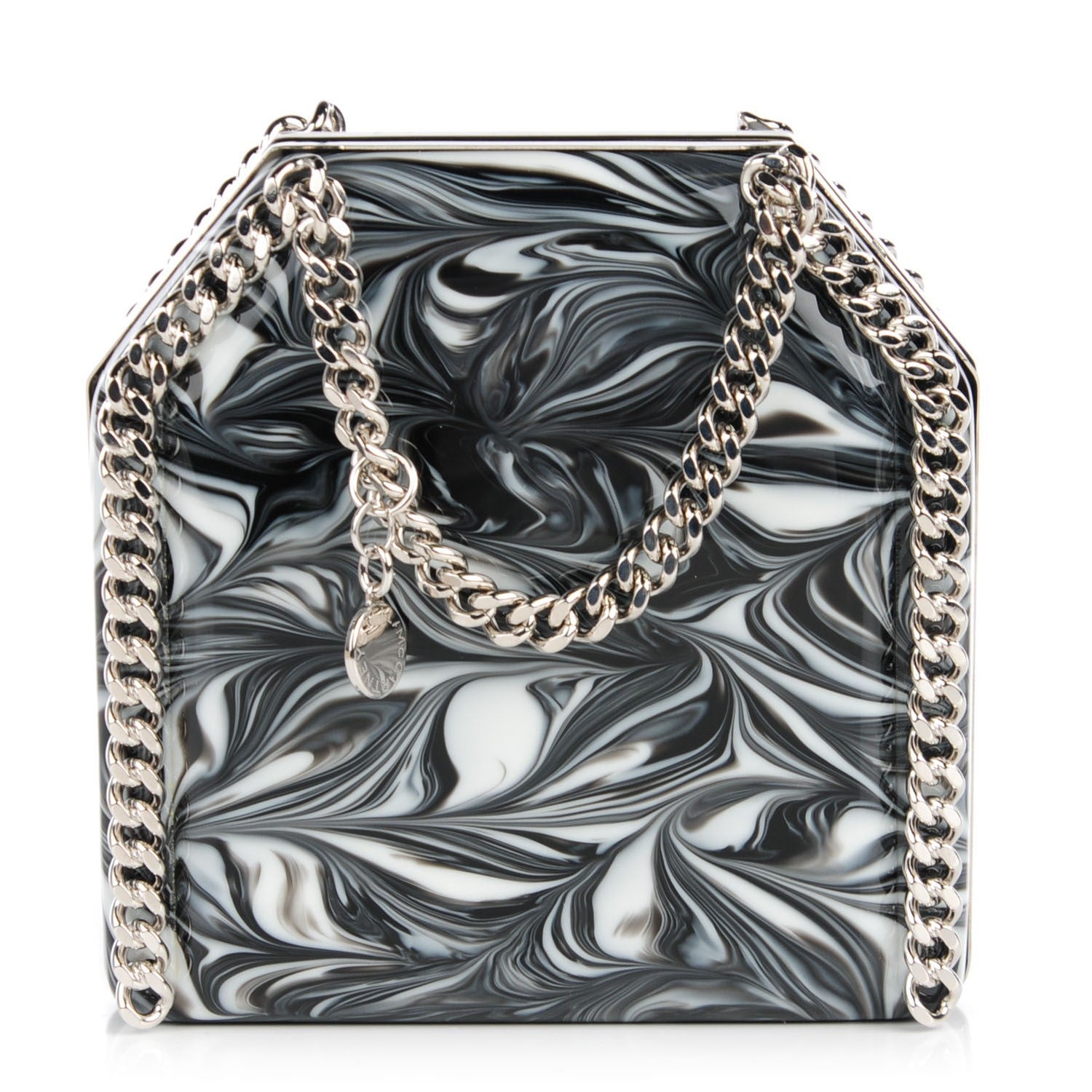 Stella McCartney Marbled Enamel Falabella Crossbody Clutch Black 1 of 6