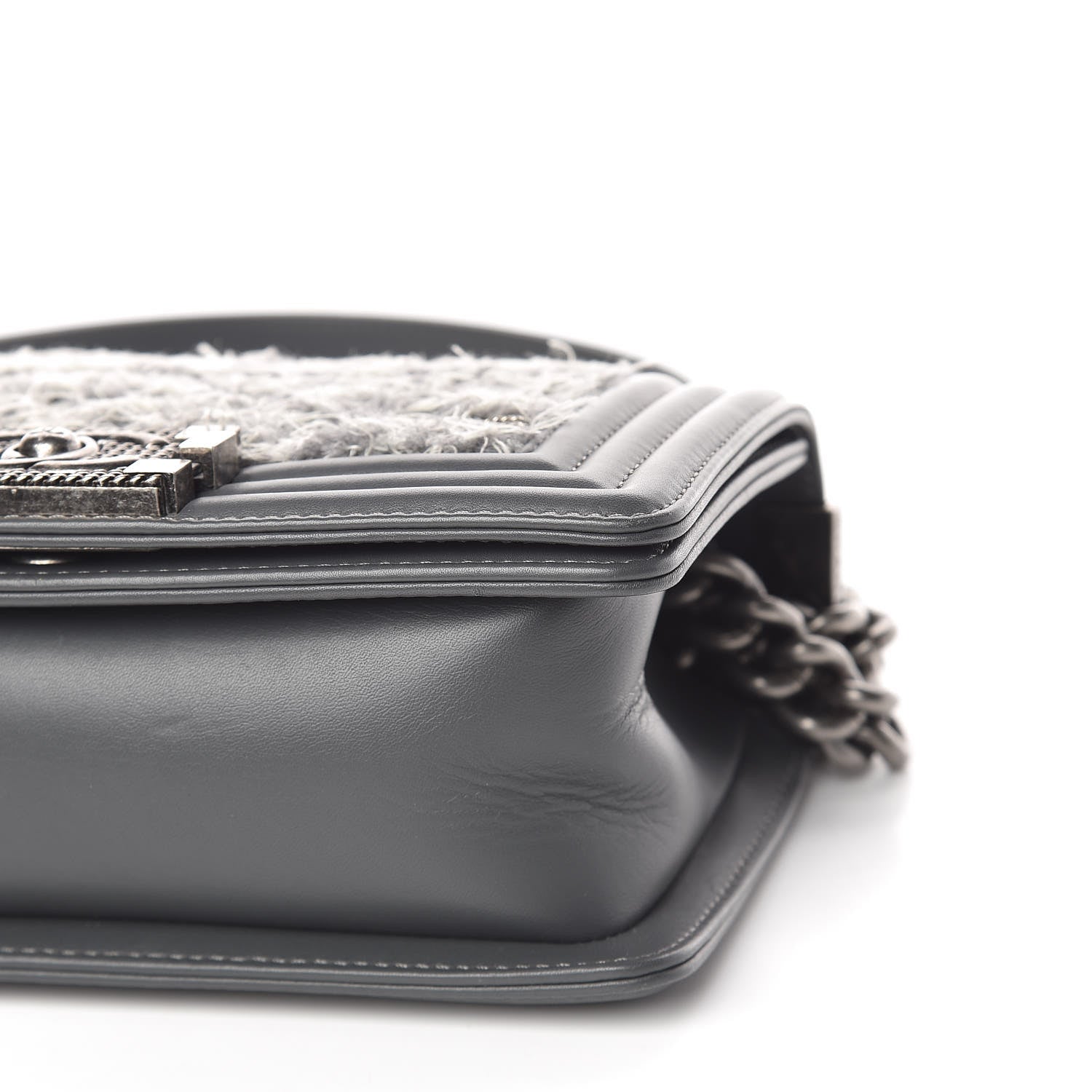 Chanel Tweed Calfskin Small Boy Flap Grey 9 of 12