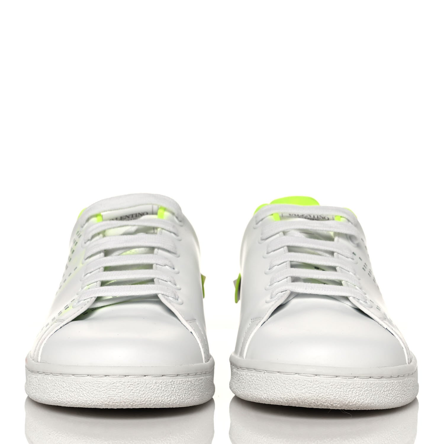 Valentino Garavani Calfskin Womens Backnet Sneakers 38.5 White Fluo Green 2 of 8