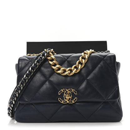 Chanel Lambskin Quilted Large Chanel 19 Flap Dark Blue 11 of 11