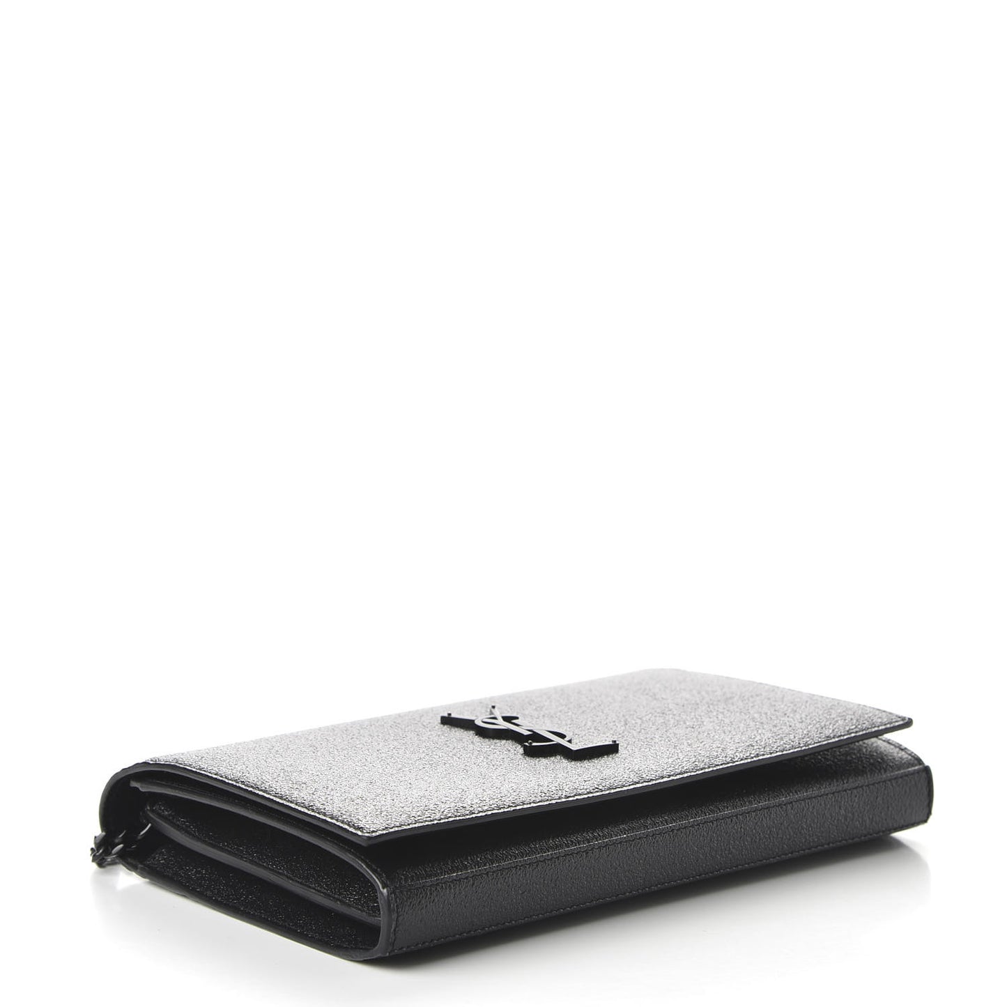 Grained Metallic Calfskin Monogram Chain Wallet Black