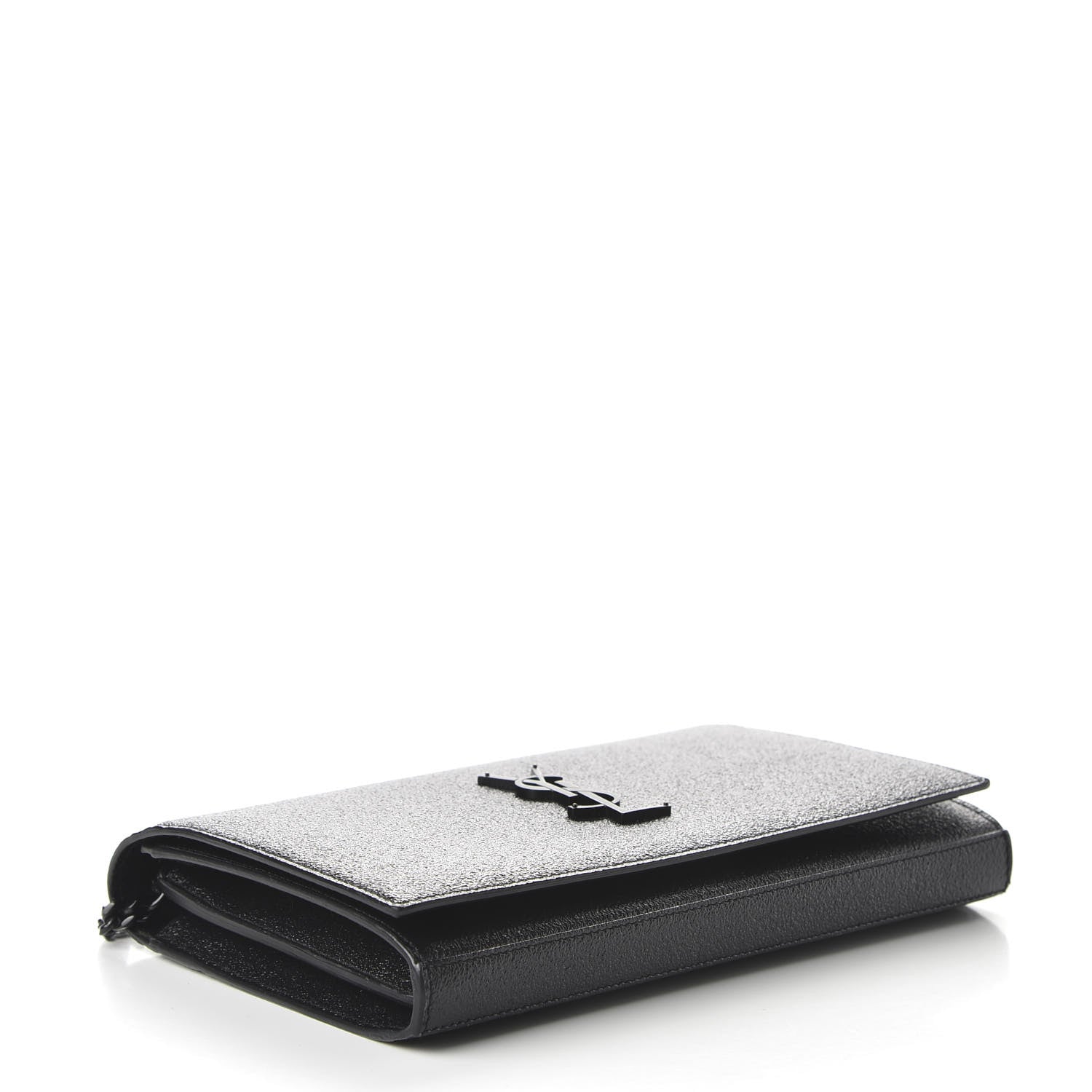 Saint Laurent Grained Metallic Calfskin Monogram Chain Wallet Black 4 of 9
