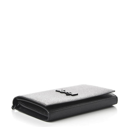Saint Laurent Grained Metallic Calfskin Monogram Chain Wallet Black 4 of 9