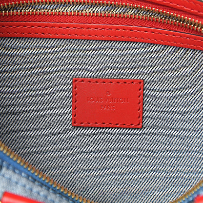 Louis Vuitton Denim Damier Monogram Patchwork Speedy Bandouliere 30 Blue Rouge 6 of 12