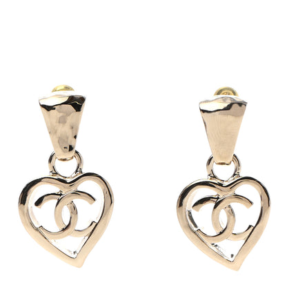 Chanel Metal CC Heart Coco In Love Drop Earrings Gold 1 of 4