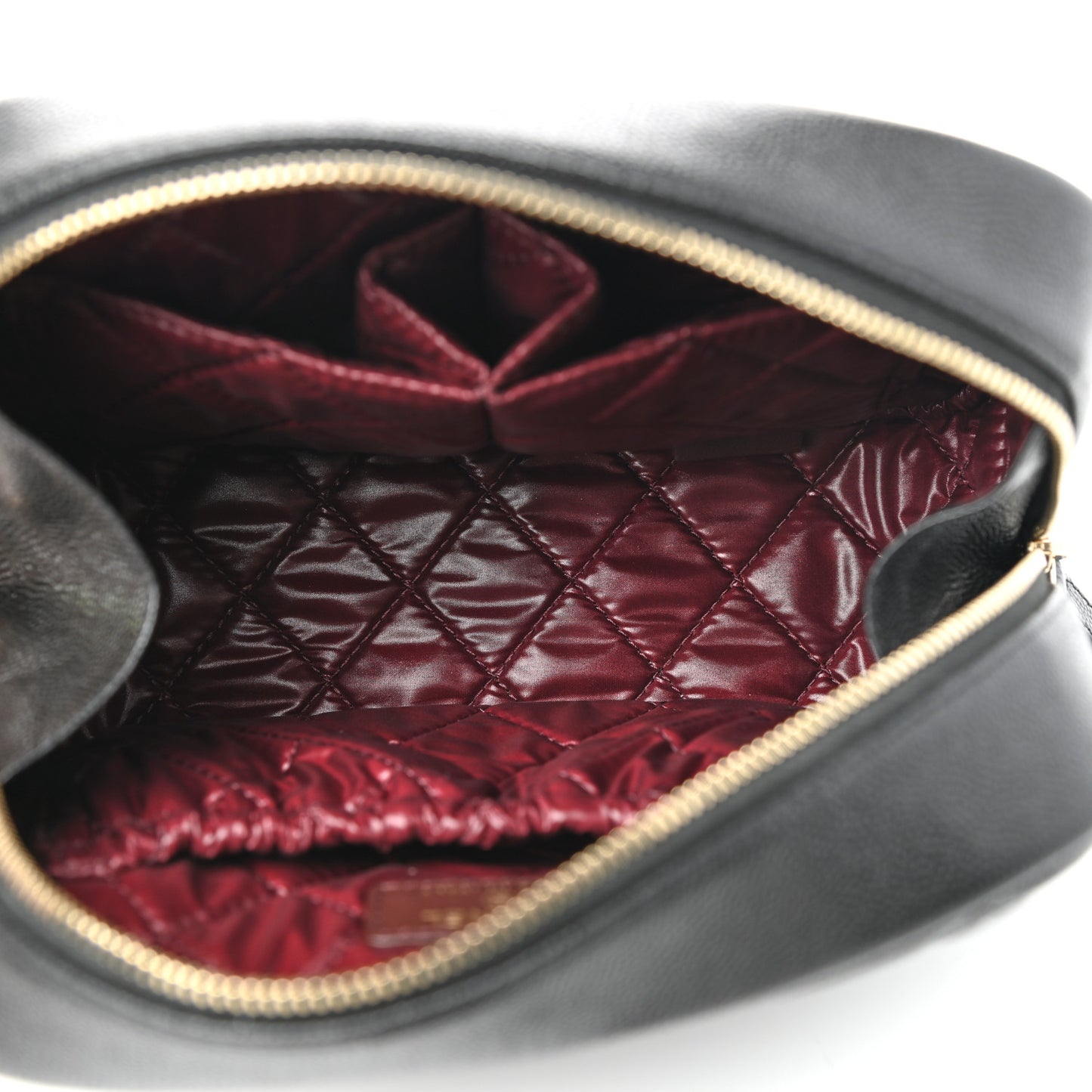 Caviar Quilted Curvy Pouch Cosmetic Case Black