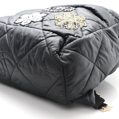 Chanel Nylon Tweed Quilted Small Coco Neige Snowflake Backpack Black 10 of 11