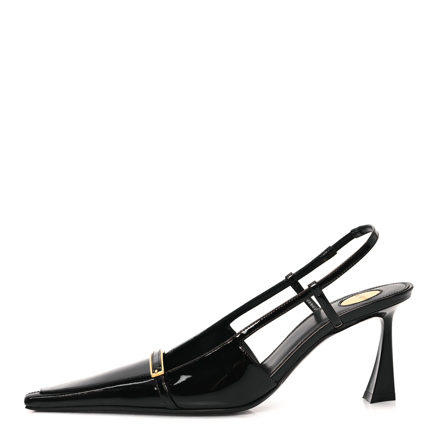 Patent Calfskin Jacqueline 75 Slingback Pumps 37 Black