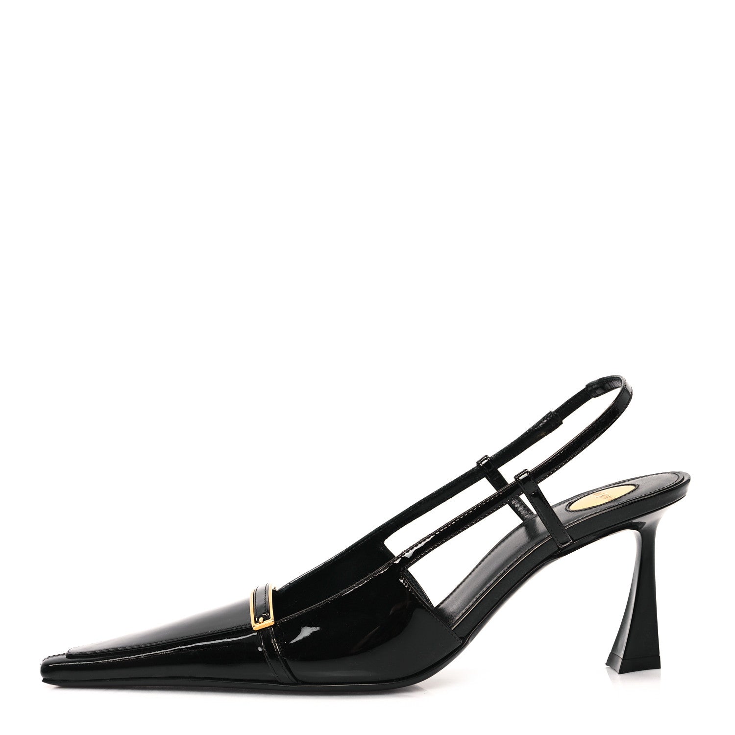 Saint Laurent Patent Calfskin Jacqueline 75 Slingback Pumps 37 Black 1 of 10