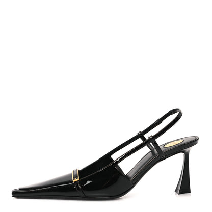 Saint Laurent Patent Calfskin Jacqueline 75 Slingback Pumps 37 Black 1 of 10