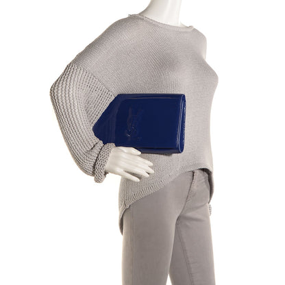 Saint Laurent Patent Large Belle De Jour Clutch Royal Blue 2 of 7