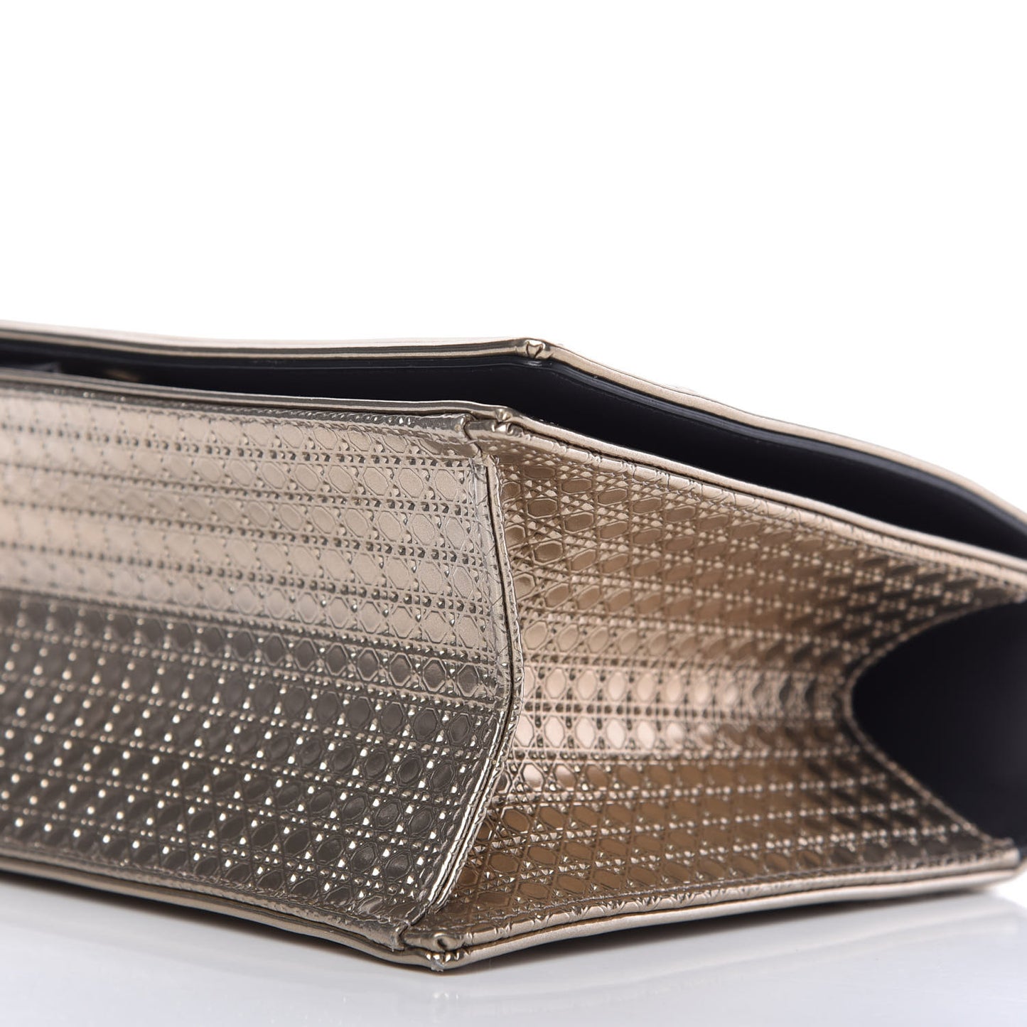 Metallic Patent Micro-Cannage Medium Diorama Flap Bag Gold