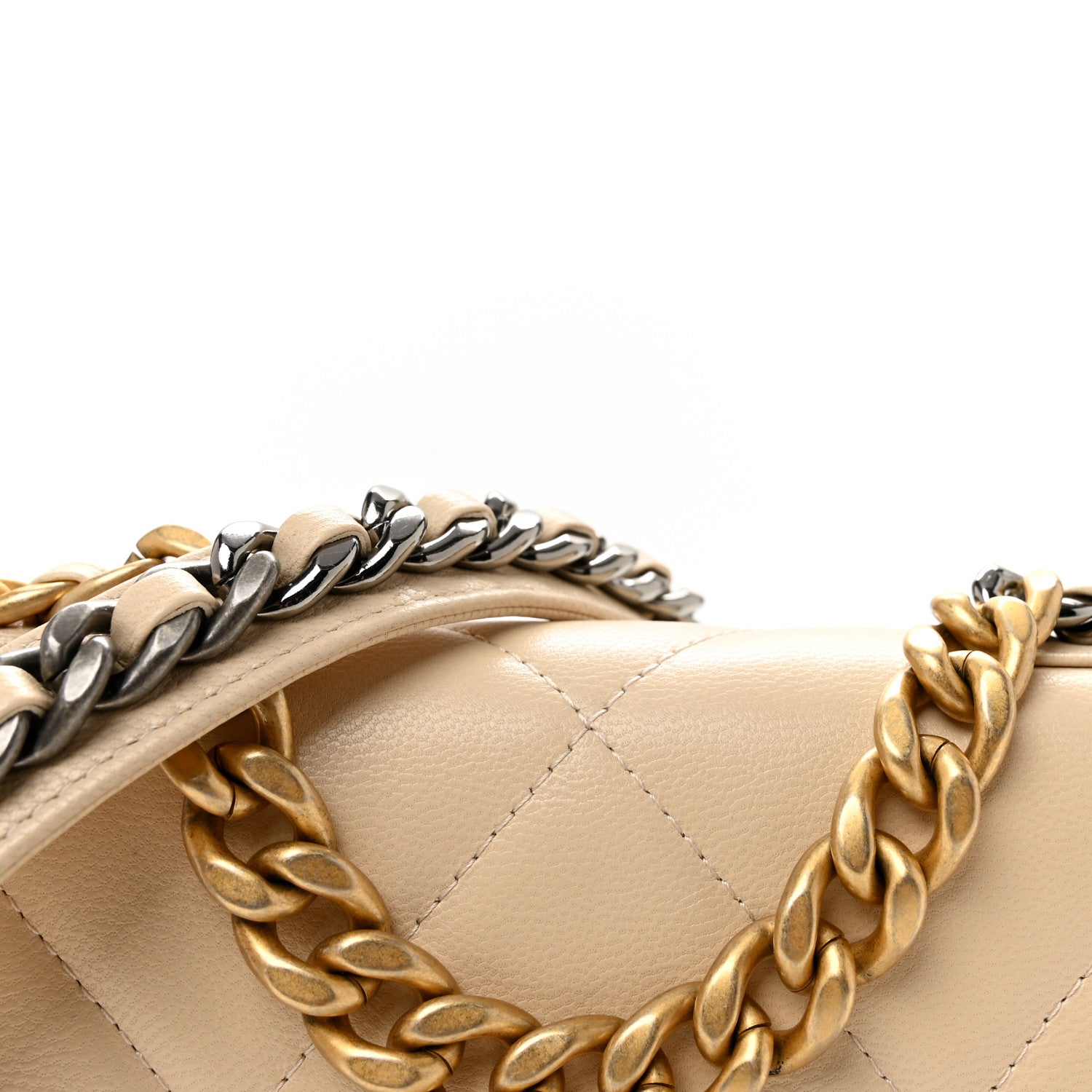Chanel Lambskin Quilted Chanel 19 Wallet On Chain WOC Beige 9 of 11