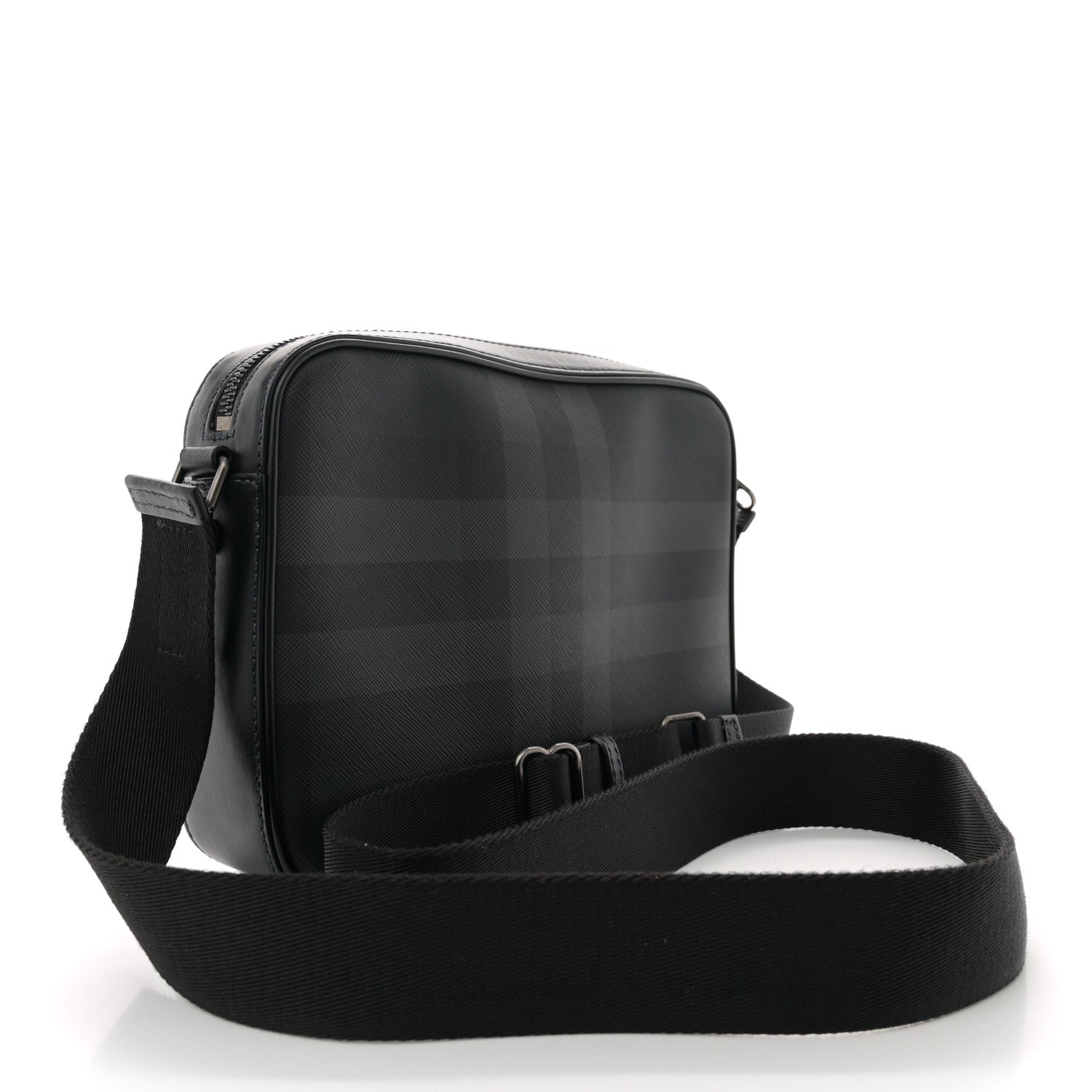 Burberry Coated Canvas Calfskin Check Muswell Bag Charcoal 3 of 11