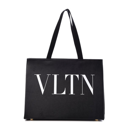 Valentino Garavani Printed Calfskin VLTN Tote Black 1 of 6