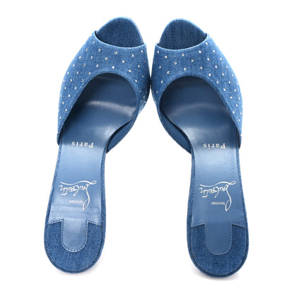Christian Louboutin Denim Strass Me Dolly 100mm Sandals 38.5 Blue 2 of 8