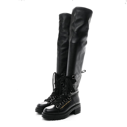 Christian Dior Lambskin Stretch D-Fight Knee Boots 38.5 Black 3 of 9