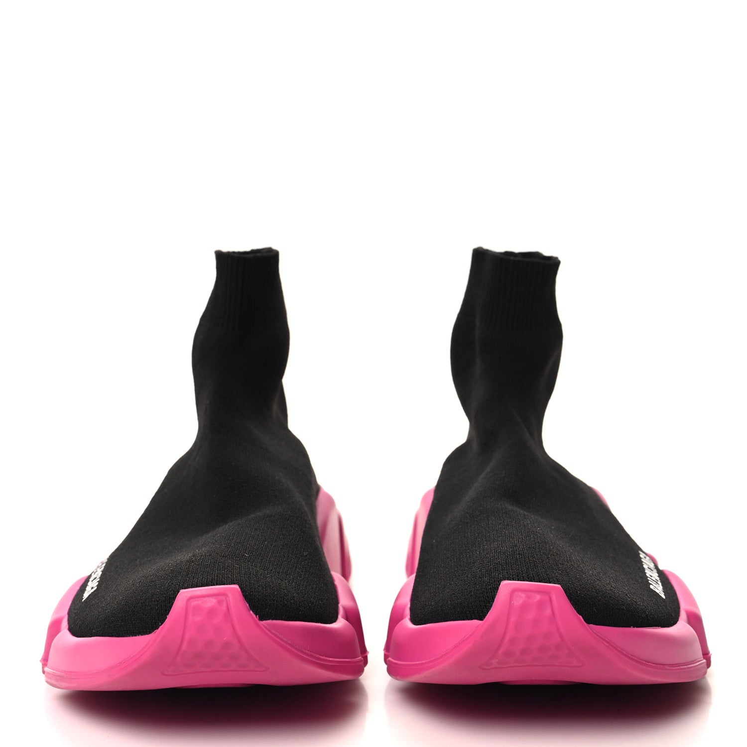 Balenciaga Neoprene Knit Womens Speed Sneakers 38 Black Pink