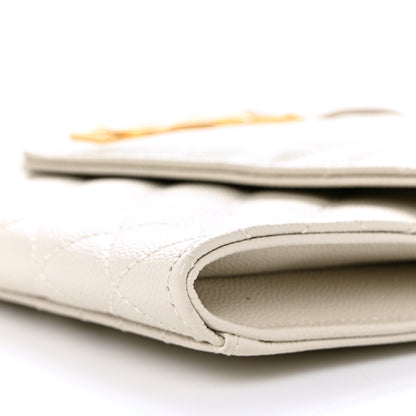 Saint Laurent Grain De Poudre Textured Mixed Matelasse Triquilt Monogram Clutch Blanc Vintage 12 of 13