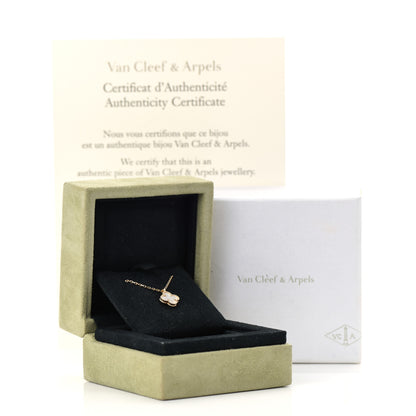 Van Cleef & Arpels 18K Yellow Gold Mother of Pearl Sweet Alhambra Pendant Necklace 7 of 7