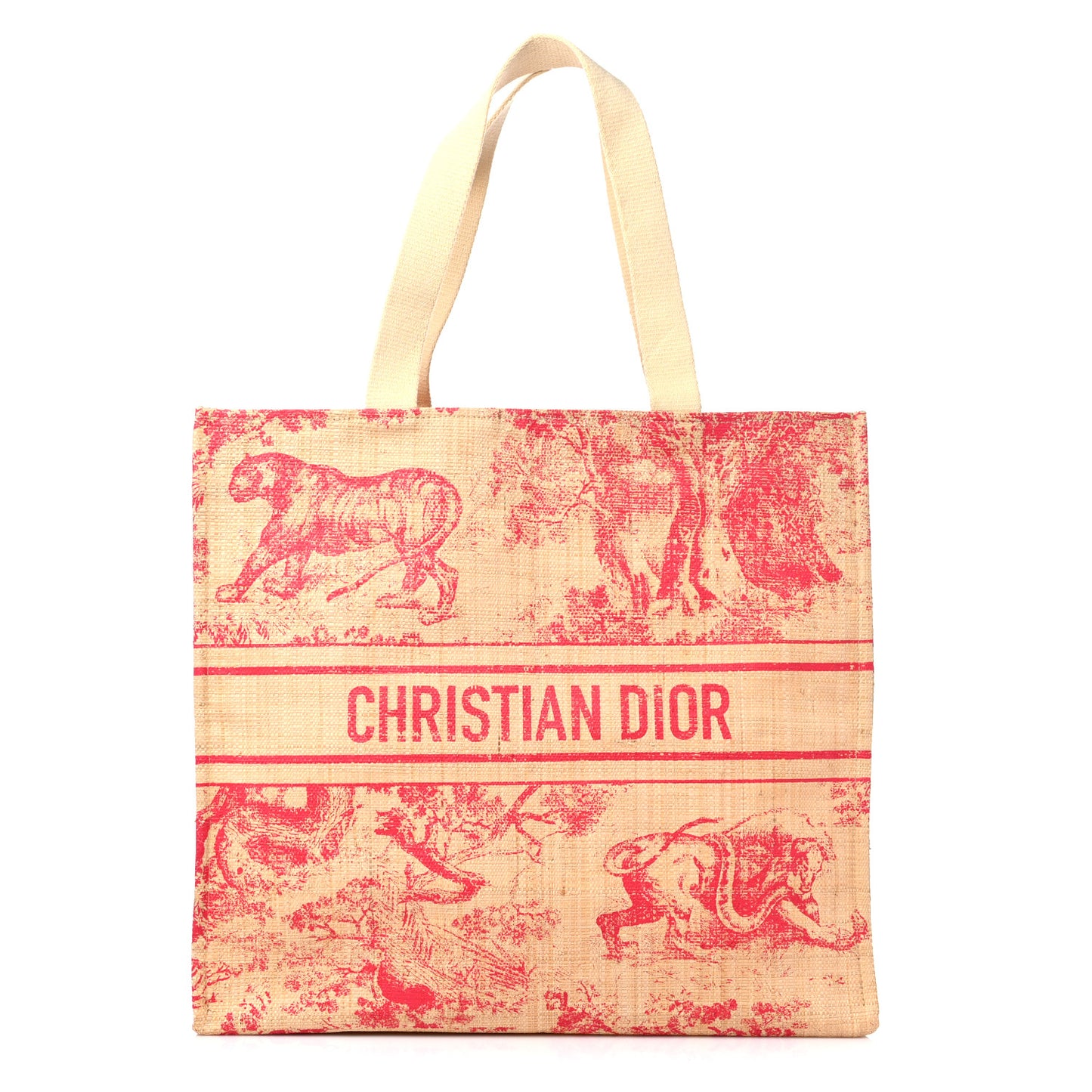 Straw Dioriviera Tote Pink
