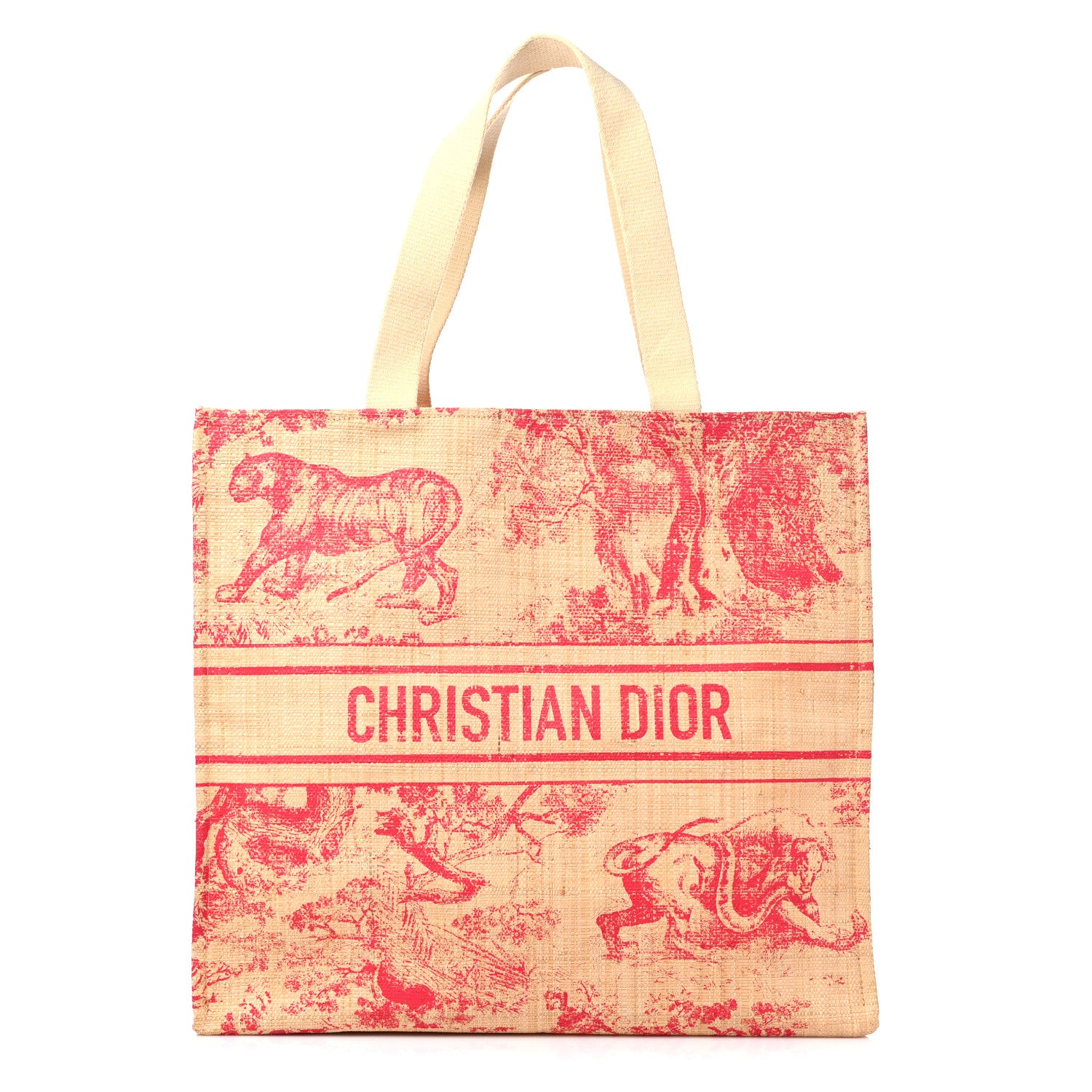 Christian Dior Straw Dioriviera Tote Pink 1 of 7