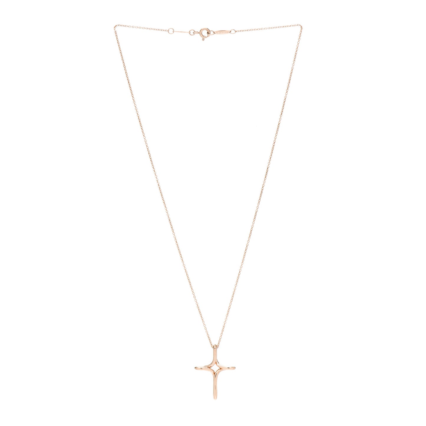 18K Rose Gold Elsa Peretti Infinity Cross Pendant Necklace