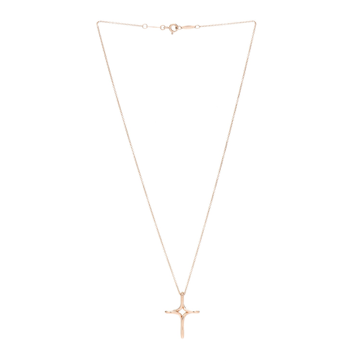 Tiffany 18K Rose Gold Elsa Peretti Infinity Cross Pendant Necklace 3 of 5