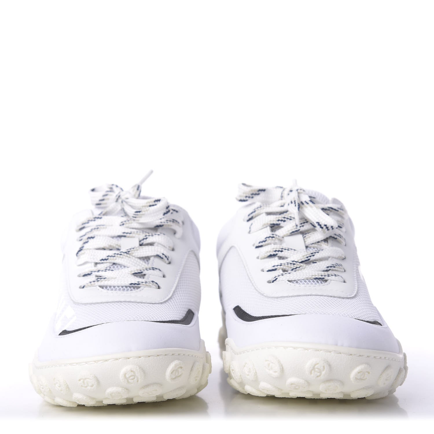 Chanel Calfskin Mesh Lycra Womens Logo Sneakers 38 White 2 of 10