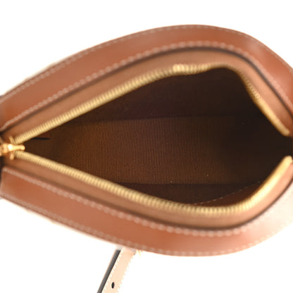 Celine Lambskin Triomphe Canvas Round Purse On Strap White Tan 5 of 8