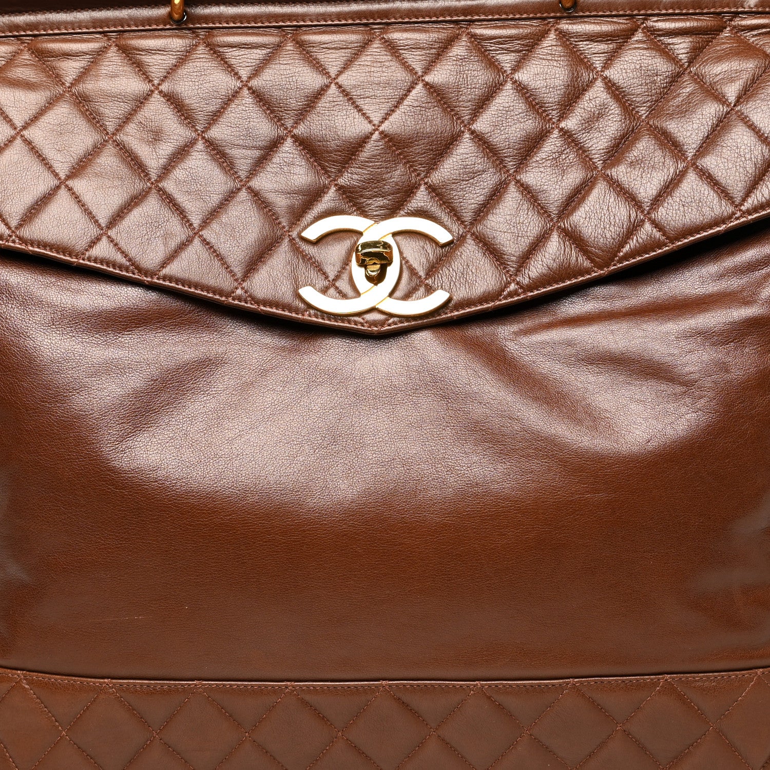 Chanel Lambskin Quilted Satchel Brown 7 of 9