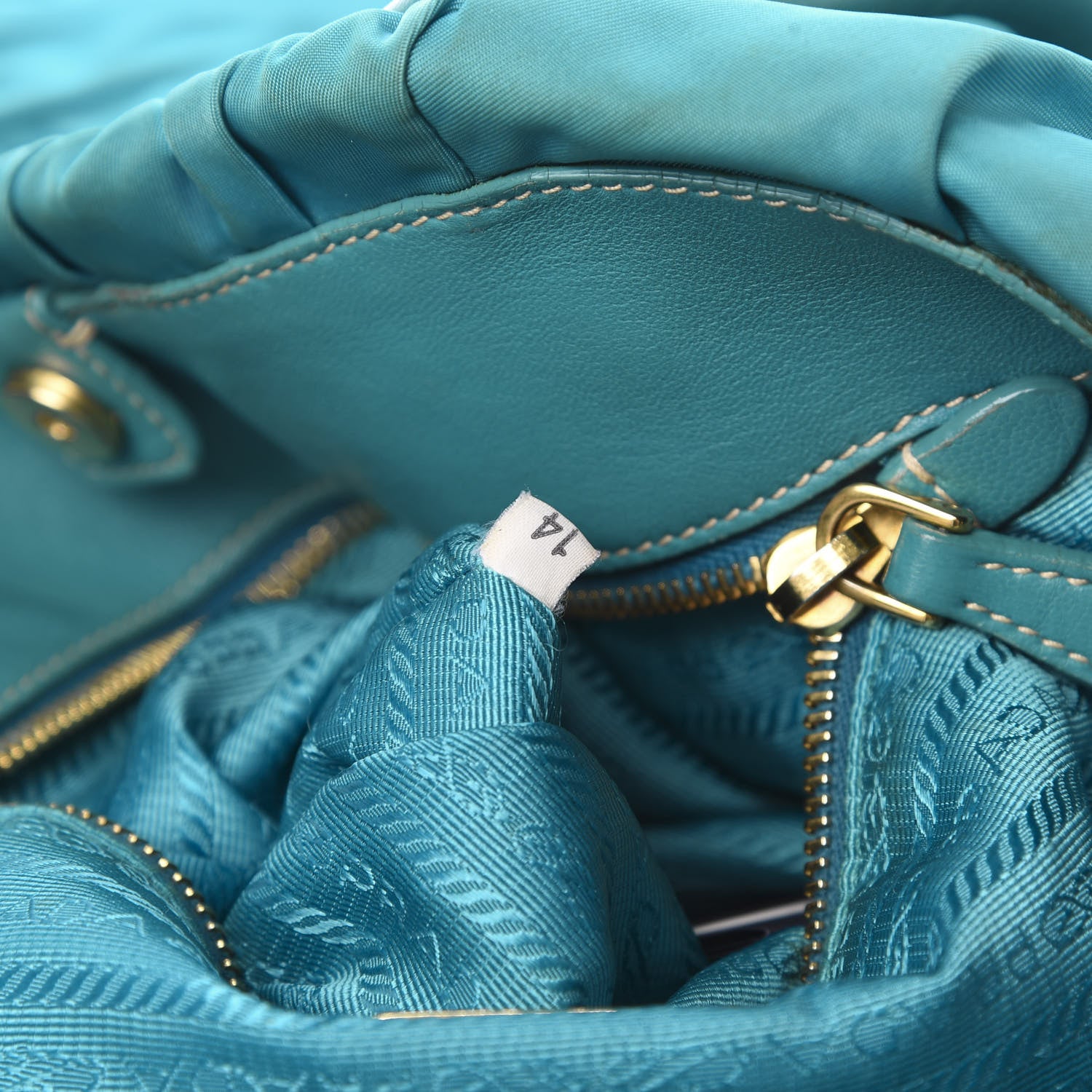 Prada Tessuto Nylon Gaufre Tote Turchese 7 of 24