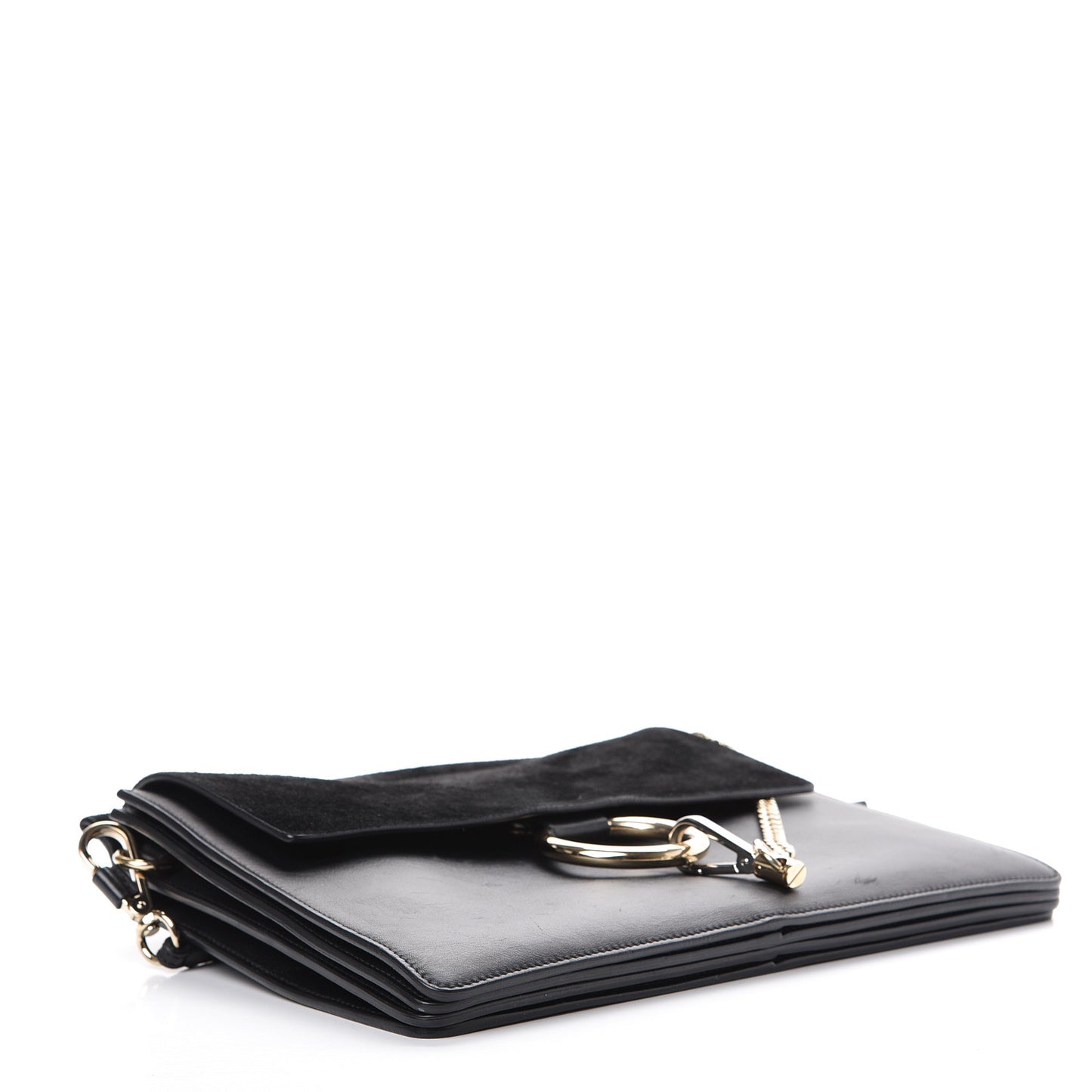 Suede Calfskin Medium Faye Shoulder Bag Black