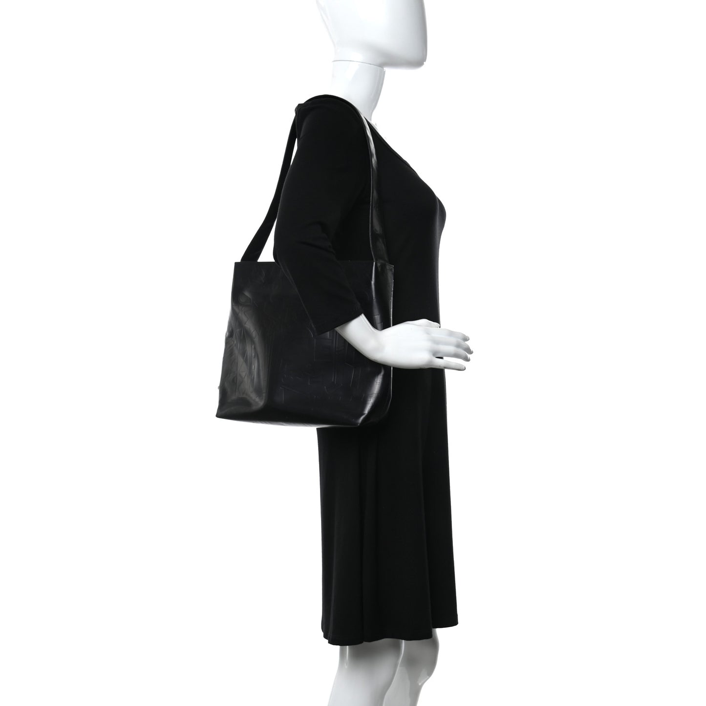 Calfskin Embossed Shoulder Bag Black