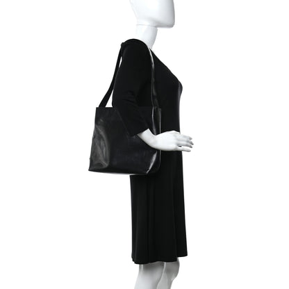 Prada Calfskin Embossed Shoulder Bag Black 2 of 8
