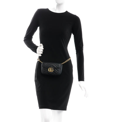 Gucci Calfskin Matelasse Super Mini GG Marmont Shoulder Bag Black 3 of 10