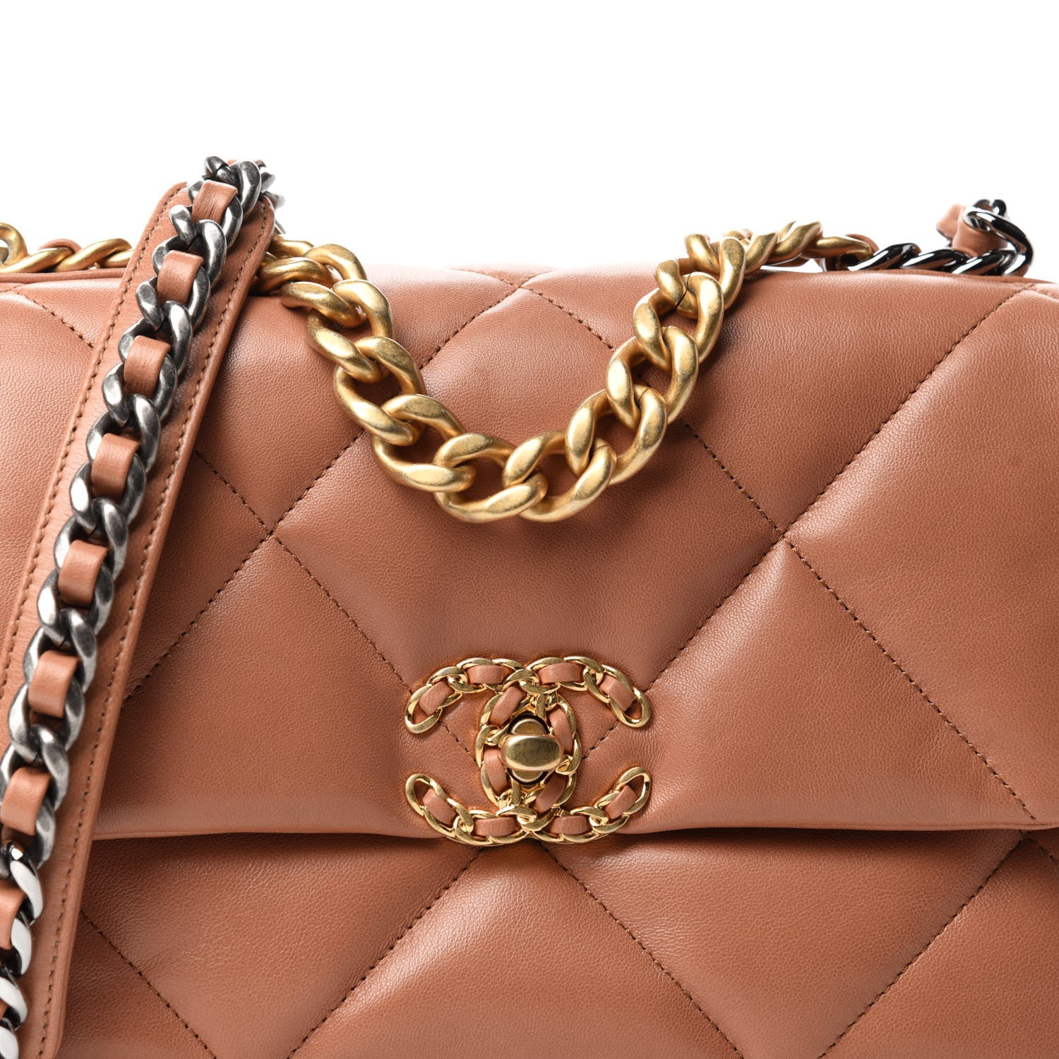 Chanel Lambskin Quilted Medium Chanel 19 Flap Brown 10 of 11