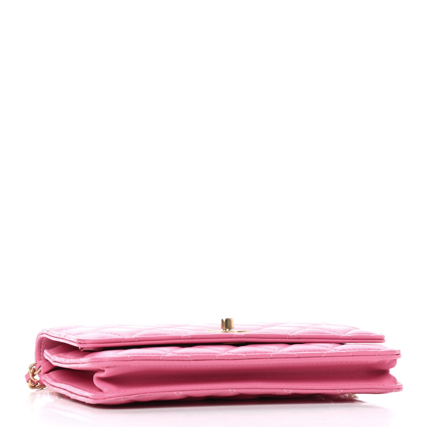 Lambskin Quilted CC Pearl Crush Wallet on Chain WOC Pink