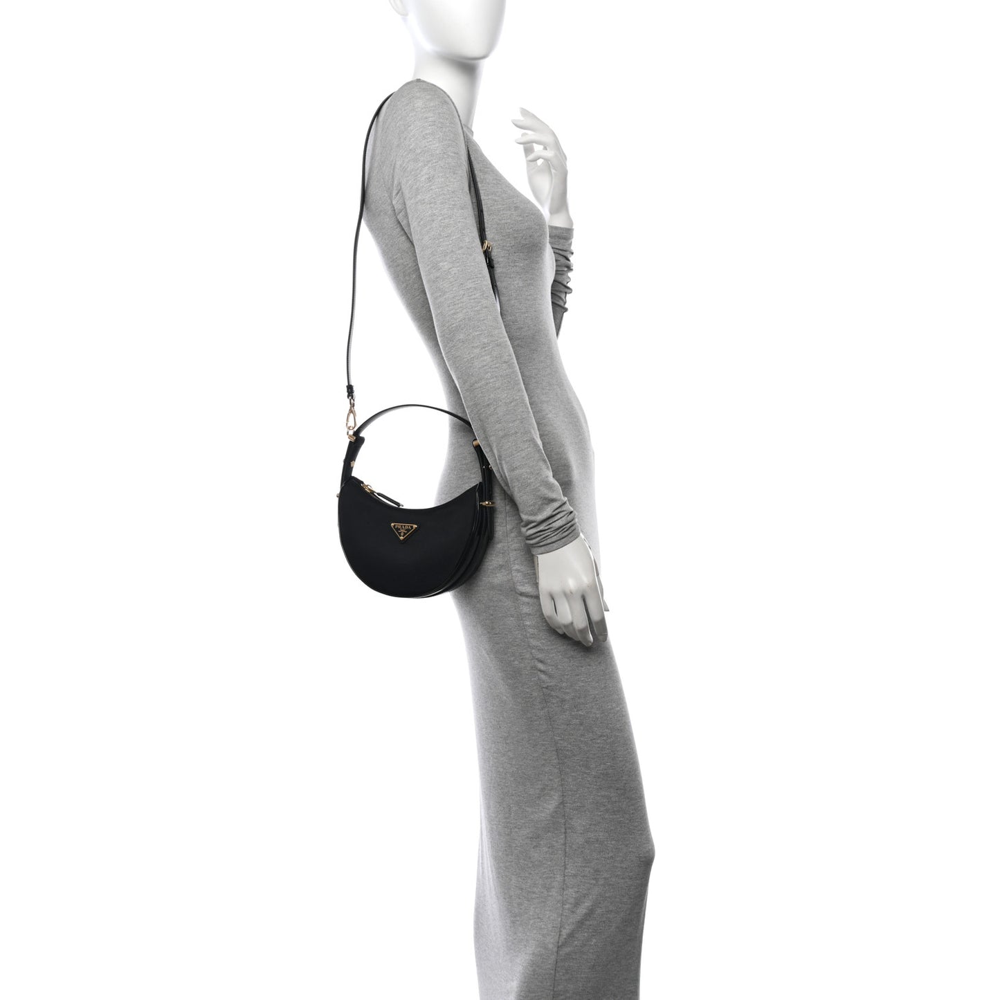 Re-Nylon Spazzolato Mini Arque Shoulder Bag Black