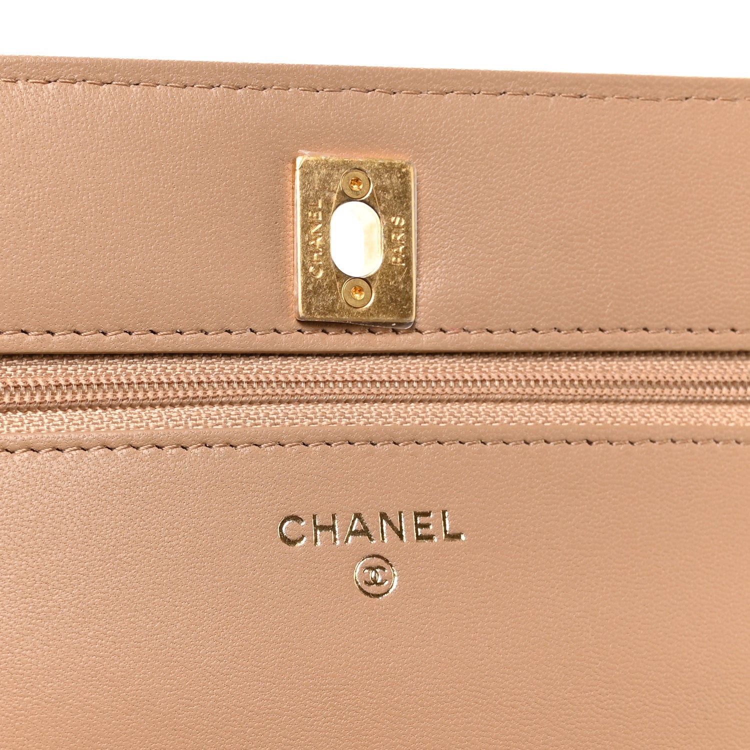 Chanel Lambskin Quilted CC Pearl Crush Wallet on Chain WOC Beige 5 of 11